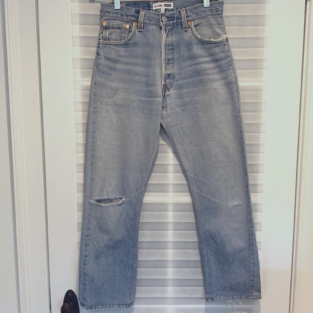 High-rise light-wash jeans